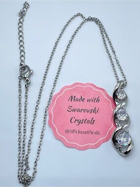 Swarovski Crystal Elements Pendant Necklace Silver Twisted Drop Necklace Glam